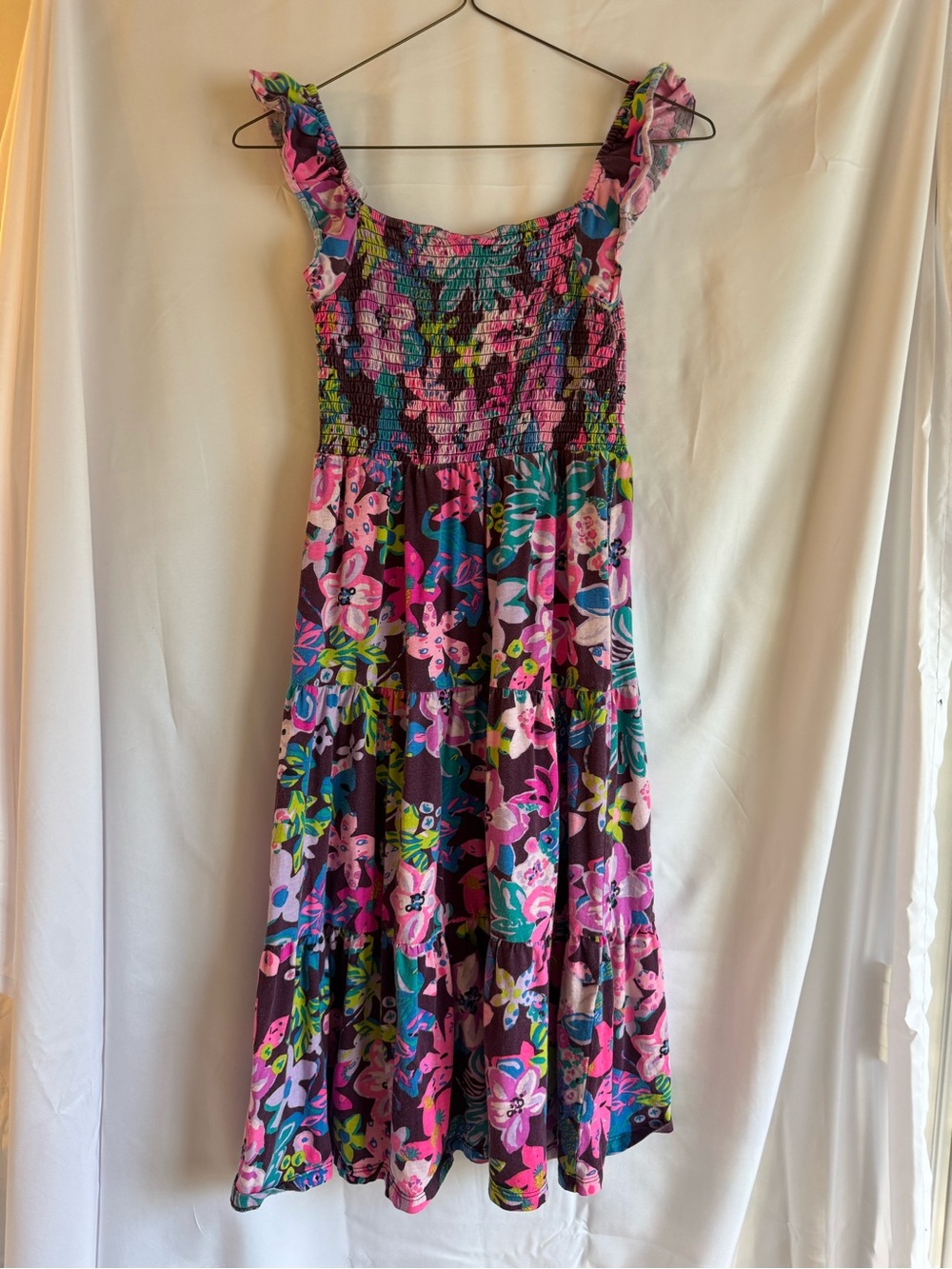Lilly Pulitzer Multicolor Floral Smocked Sundress — Pink & Teal Accents